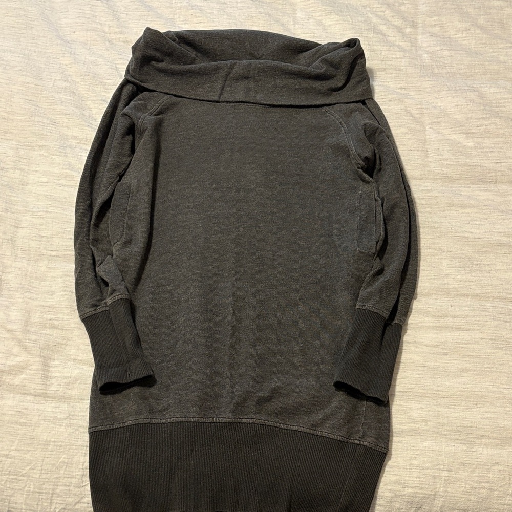 Cozy Black Cowl Neck Sweater Dress